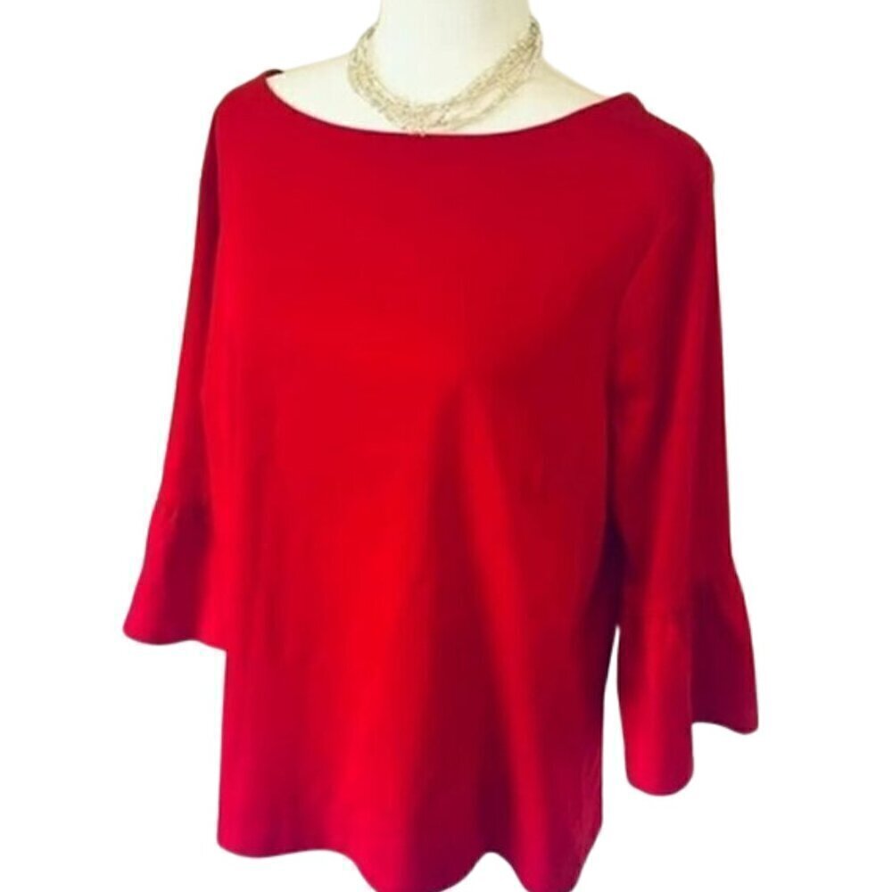 TALBOTS Red Bell-Sleeve Top Blouse - Loose Fit, Size 2X PETITE